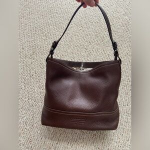 Coach brown leather tote bag